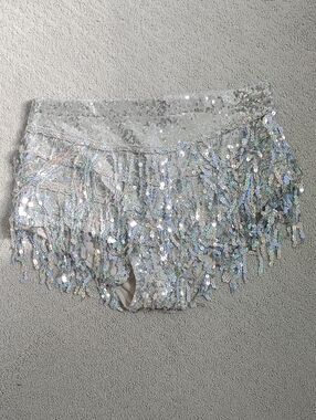 Dolls Kill Elsie & Fred XL Silver Sequin La Bamba Shorts